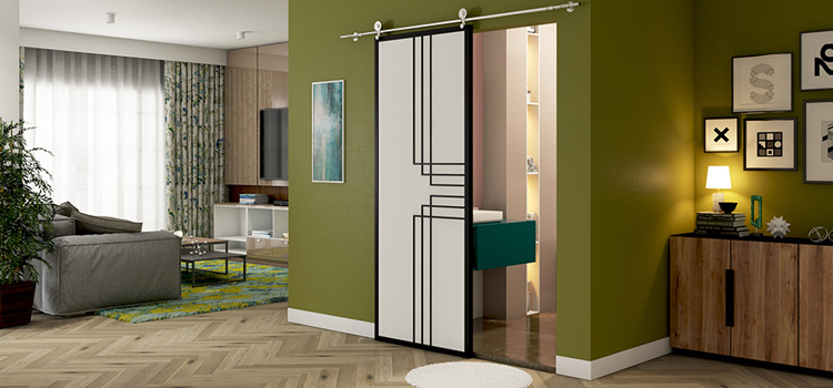 sliding bathroom door installation in Corona